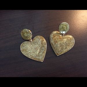 Sugar Fix Earrings Gold Glitter Heart